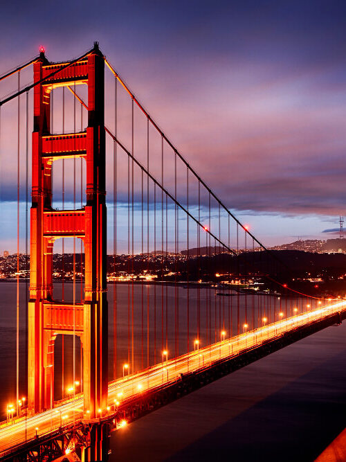 Night Scene With Golden Gate Bridge San Francisco Lights 1